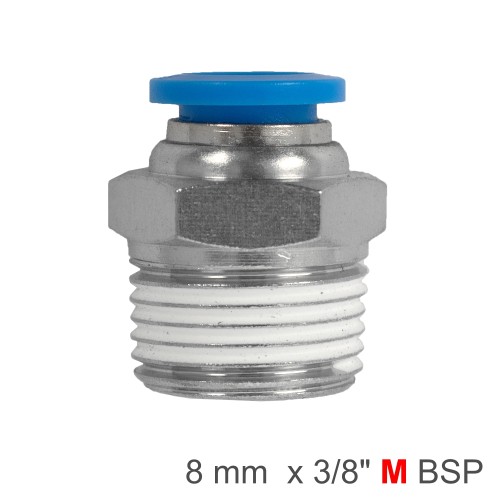 PU HOSE FITTING STRAIGHT STUD 8MM-3/8 M