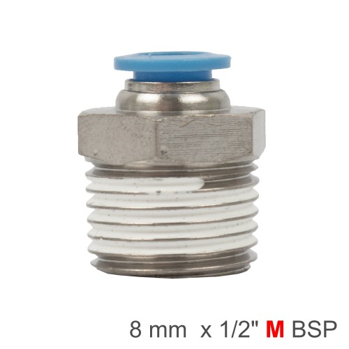 PU HOSE FITTING STRAIGHT STUD 8MM-1/2 M