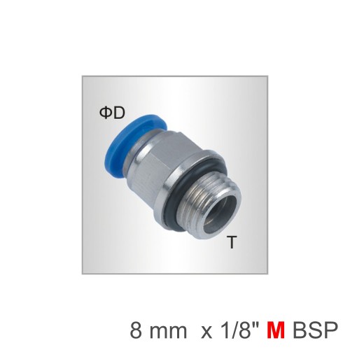 PU FITTING STR. STUD W/O-RING 8MM-1/8 M