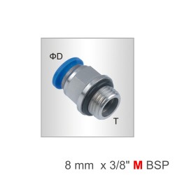 PU FITTING STR. STUD W/O-RING 8MM-3/8 M