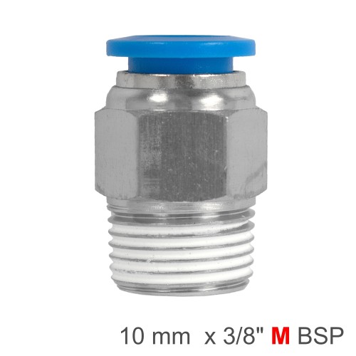 PU HOSE FITTING STRAIGHT STUD 10MM-3/8 M