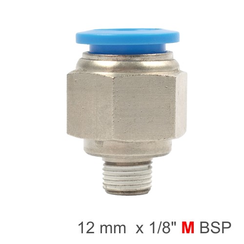 PU HOSE FITTING STRAIGHT STUD 12MM-1/8 M