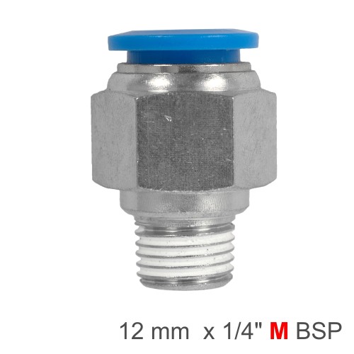 PU HOSE FITTING STRAIGHT STUD 12MM-1/4 M