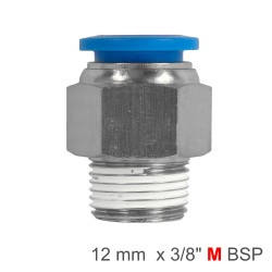 PU HOSE FITTING STRAIGHT STUD 12MM-3/8 M