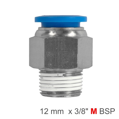 PU HOSE FITTING STRAIGHT STUD 12MM-3/8 M