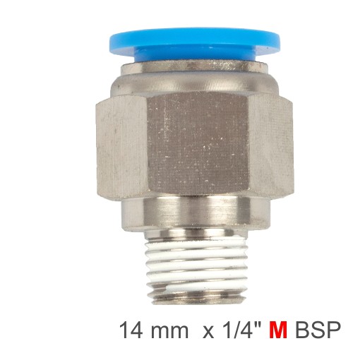 PU HOSE FITTING STRAIGHT STUD 14MM-1/4 M