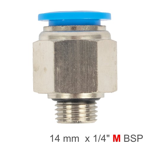 PU FITTING STR. STUD W/O-RING 14MM-1/4" M