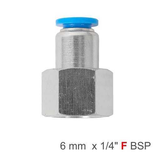 PU HOSE FITTING STRAIGHT STUD 6MM-1/4 F