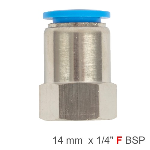 PU HOSE FITTING STRAIGHT STUD 14MM-1/4 F