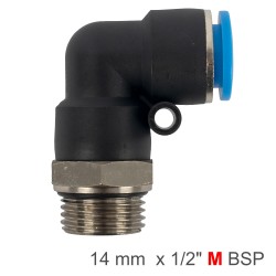 ELBOW W/O-RING 14MM-1/2" M PU HOSE FITTING