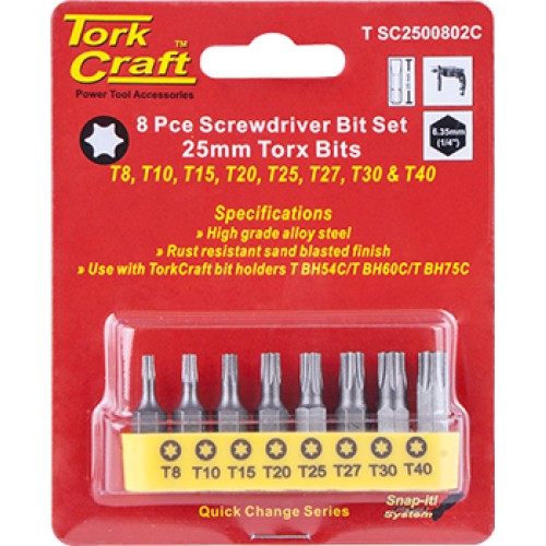 S/DRIVER BIT SET 8PCE TORX T8-T40