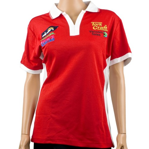 VERMONT LADIES GOLF SHIRT RED LARGE
