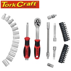 SOCKET & RATCHET DRIVE SET 40PC 1/4" CRV 12 POINT