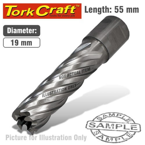ANNULAR HOLE CUTTER HSS 19 X 55MM BROACH SLUGGER BIT