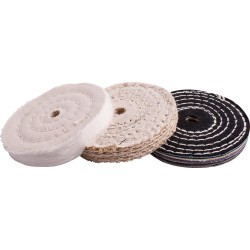 BUFFING WHEEL KIT 3PCS 100MM WHITE & DENIM STICHED & SISAL POLISHING