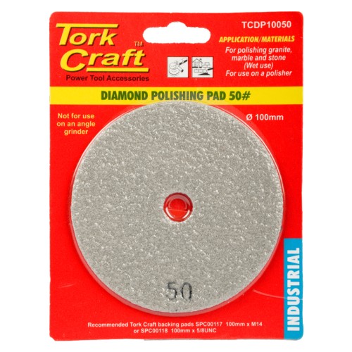 100MM DIAMOND WET POLISHING PAD 50 GRIT GREY