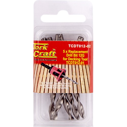 REPLACEMENT DRILL BITS 12G X 5PC FOR DECKING TOOL TCDT012-01