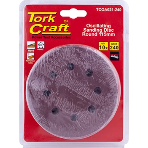 OSCILATING SANDPAPER A/O 115MM 10PC  ROUND 240GRIT
