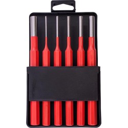 TORK CRAFT PIN PUNCH SET 6PC - 2.5, 3.5, 4. 5, 6, 8, 10MM RED