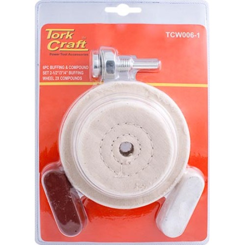 POLISHING BUFFING & COMPOUND DRILL SET 65 75 & 100MM BUFFING WHEELS