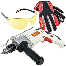 IMP. DRILL 13MM TCID0850 + SAFETY EYEWEAR B5173 + GL22 MECHANICS GLOVE